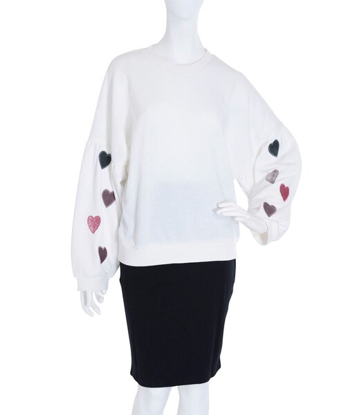 merry jenny（メリージェニー）の「マルチカラーベロアハートスウェット（トップス・レディース・オフホワイト/ブラック）」の6枚目の写真