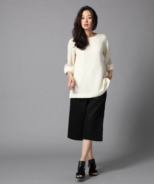 BLISS POINT（ブリスポイント）の「コットンミディタックガウチョパンツ（パンツ・レディース・ホワイト/ブラック/デニム・S/M/L）」の2枚目の写真