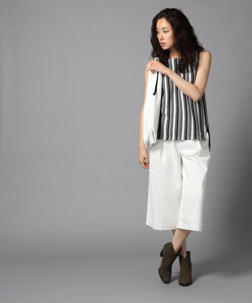 BLISS POINT（ブリスポイント）の「コットンミディタックガウチョパンツ（パンツ・レディース・ホワイト/ブラック/デニム・S/M/L）」の4枚目の写真