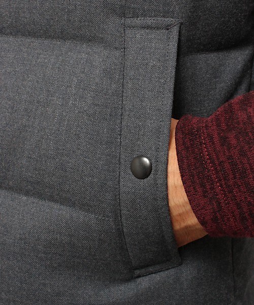 UNION STATION（ユニオンステーション）の「ウール混ダウンベスト（ダウンベスト・メンズ・グレー/チャコールグレー/ネイビー/ブラック/カーキ・MEDIUM/LARGE/LL）」の13枚目の写真