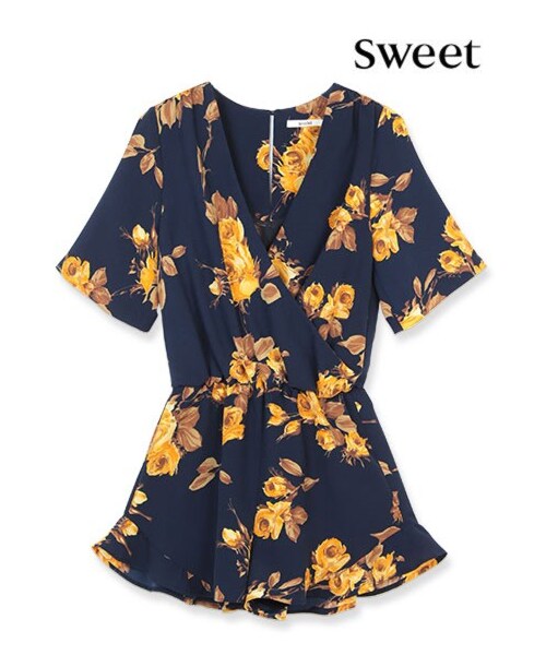 SNIDEL(スナイデル)の「プリントカシュクールオールインワン(オールインワン・レディース・STRIPE/IVRxNVY/NVYxYEL【sweet限定】・0/1)」の4枚目の写真