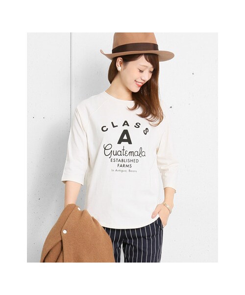 URBAN RESEARCH DOORS(アーバンリサーチドアーズ)の「CLASS A ラグラン7分袖Tシャツ(トップス・レディース・WHITE/NAVY・one)」の4枚目の写真