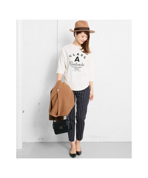 URBAN RESEARCH DOORS(アーバンリサーチドアーズ)の「CLASS A ラグラン7分袖Tシャツ(トップス・レディース・WHITE/NAVY・one)」の3枚目の写真