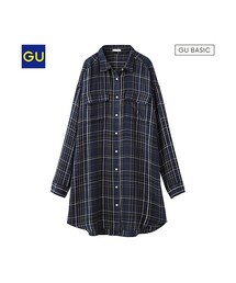 GU | （GU）チェックワンピース（ルーズフィット・長袖）(ワンピース/ドレス)