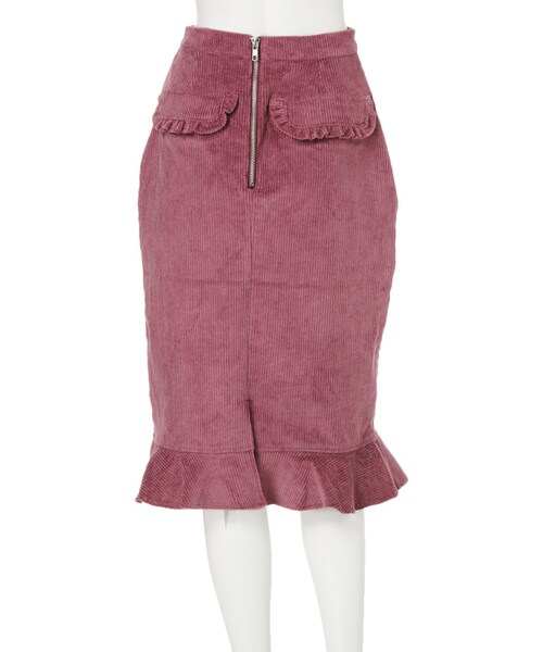 merry jenny（メリージェニー）の「コーデュロイフリルタイトスカート（スカート・レディース・ブラック/ピンク・S/M）」の6枚目の写真