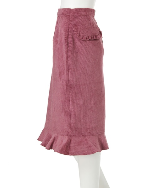 merry jenny（メリージェニー）の「コーデュロイフリルタイトスカート（スカート・レディース・ブラック/ピンク・S/M）」の5枚目の写真