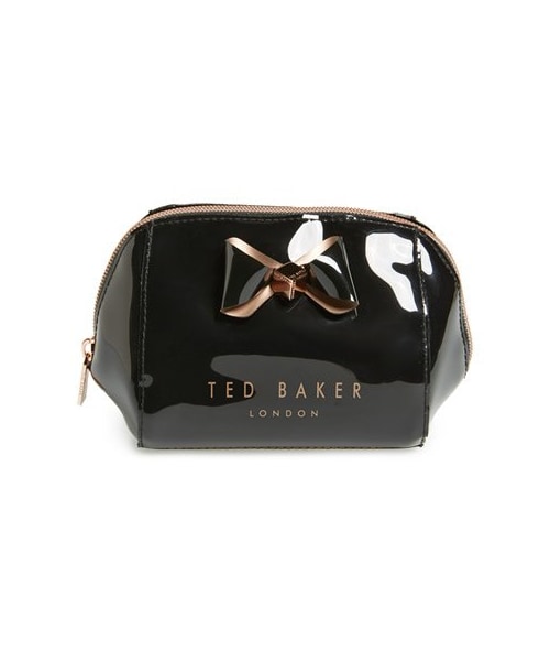 Ted Baker(テッドベーカー)の「Ted Baker London 'Bow Trapeze - Small Washbag' Cosmetics Case(メイクブラシ・レディース・Black/Pink・One Size)」の1枚目の写真