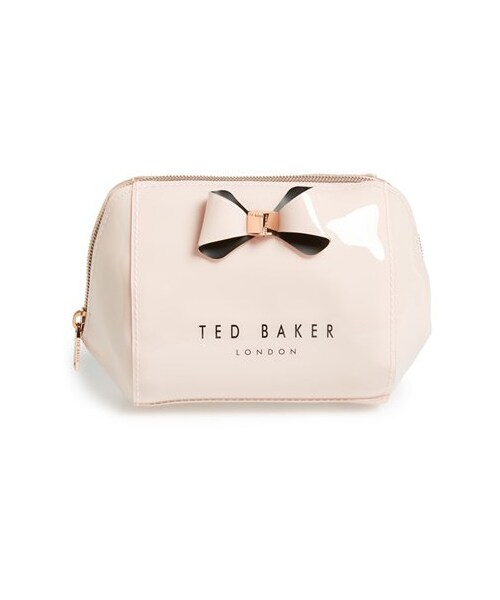 Ted Baker(テッドベーカー)の「Ted Baker London 'Bow Trapeze - Small Washbag' Cosmetics Case(メイクブラシ・レディース・Black/Pink・One Size)」の2枚目の写真