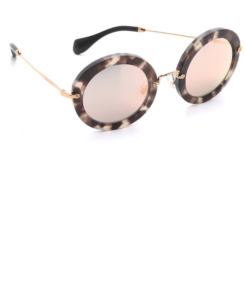 miu miu(ミュウミュウ)の「Miu Miu Round Sunglasses(サングラス・レディース・Brown/Gray・One Size)」の1枚目の写真