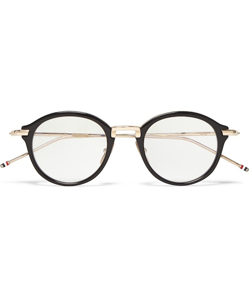 THOM BROWNE(トムブラウン)の「Thom Browne Round-Frame Acetate and Metal Optical Glasses(メガネ・メンズ・Black・One Size)」の1枚目の写真