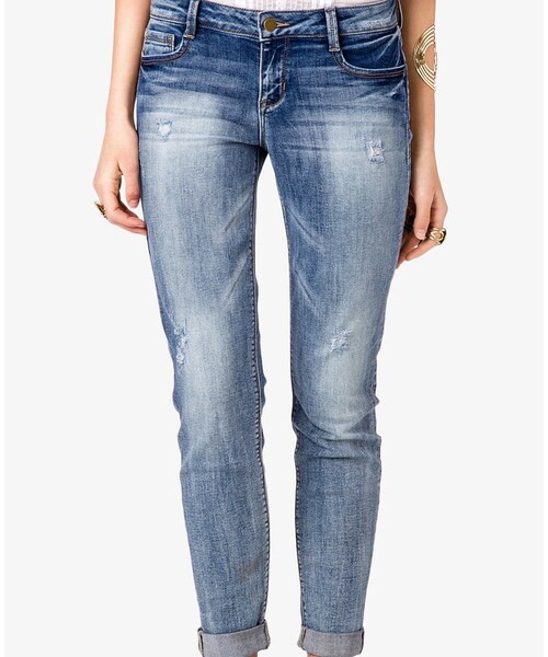 FOREVER 21（フォーエバー トゥエンティーワン）の「FOREVER 21 Distressed Skinny Jeans（デニムパンツ・レディース・Gray/Blue・24/30）」の4枚目の写真
