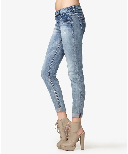 FOREVER 21（フォーエバー トゥエンティーワン）の「FOREVER 21 Distressed Skinny Jeans（デニムパンツ・レディース・Gray/Blue・24/30）」の8枚目の写真