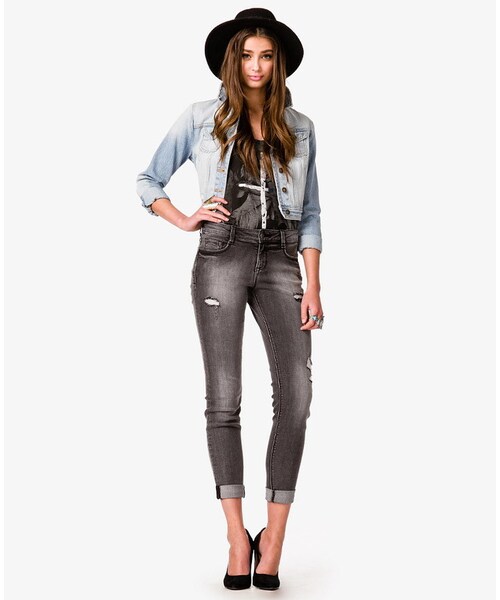 FOREVER 21（フォーエバー トゥエンティーワン）の「FOREVER 21 Distressed Skinny Jeans（デニムパンツ・レディース・Gray/Blue・24/30）」の10枚目の写真