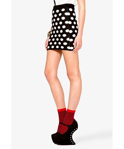FOREVER 21（フォーエバー トゥエンティーワン）の「FOREVER 21 Polka Dot Bodycon Skirt（スカート・レディース・Black・Small）」の6枚目の写真