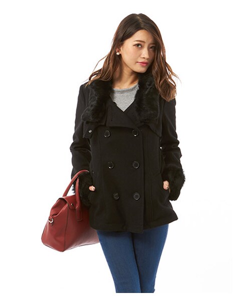 SPIRALGIRL（スパイラルガール）の「スタンドウール ジャケット（ジャケット/アウター・レディース・ベージュ/ブラック/グレー/カーキ・1/2）」の20枚目の写真