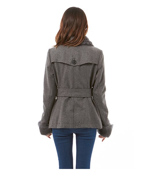 SPIRALGIRL（スパイラルガール）の「スタンドウール ジャケット（ジャケット/アウター・レディース・ベージュ/ブラック/グレー/カーキ・1/2）」の6枚目の写真