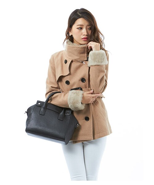 SPIRALGIRL（スパイラルガール）の「スタンドウール ジャケット（ジャケット/アウター・レディース・ベージュ/ブラック/グレー/カーキ・1/2）」の14枚目の写真