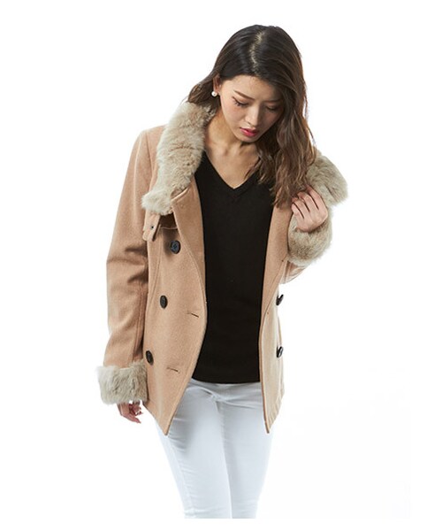 SPIRALGIRL（スパイラルガール）の「スタンドウール ジャケット（ジャケット/アウター・レディース・ベージュ/ブラック/グレー/カーキ・1/2）」の15枚目の写真