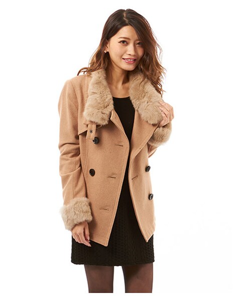 SPIRALGIRL（スパイラルガール）の「スタンドウール ジャケット（ジャケット/アウター・レディース・ベージュ/ブラック/グレー/カーキ・1/2）」の18枚目の写真