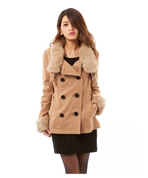 SPIRALGIRL（スパイラルガール）の「スタンドウール ジャケット（ジャケット/アウター・レディース・ベージュ/ブラック/グレー/カーキ・1/2）」の16枚目の写真