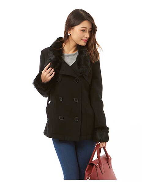 SPIRALGIRL（スパイラルガール）の「スタンドウール ジャケット（ジャケット/アウター・レディース・ベージュ/ブラック/グレー/カーキ・1/2）」の19枚目の写真