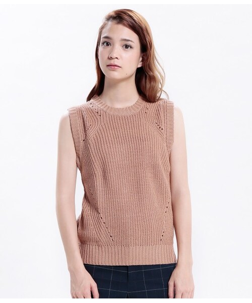 VIS(ビス)の「畦編みベスト(トップス・レディース・グレー/ホワイト/キャメル/カーキ・M)」の4枚目の写真