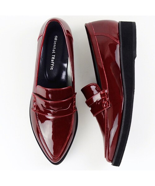 ORiental TRaffic（オリエンタルトラフィック）の「厚底ポインテッドローファー（シューズ・レディース・ブラック/レッド/シルバー・34/35/36/37/38/39/40/41/42）」の2枚目の写真
