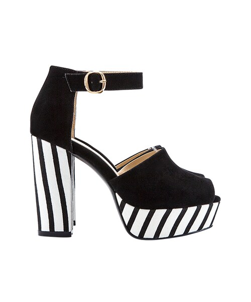 gracegift（グレースギフト）の「魚口條紋防水台跟鞋（シューズ・レディース・黑/白・35/36/37/38/39/40/41）」の13枚目の写真