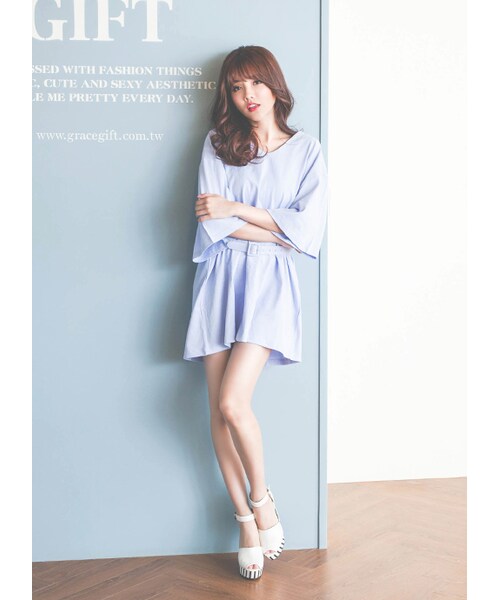 gracegift（グレースギフト）の「魚口條紋防水台跟鞋（シューズ・レディース・黑/白・35/36/37/38/39/40/41）」の7枚目の写真