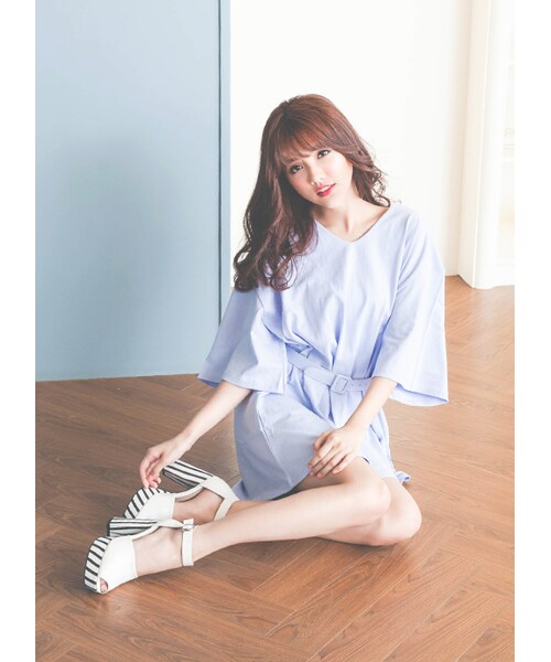 gracegift（グレースギフト）の「魚口條紋防水台跟鞋（シューズ・レディース・黑/白・35/36/37/38/39/40/41）」の8枚目の写真