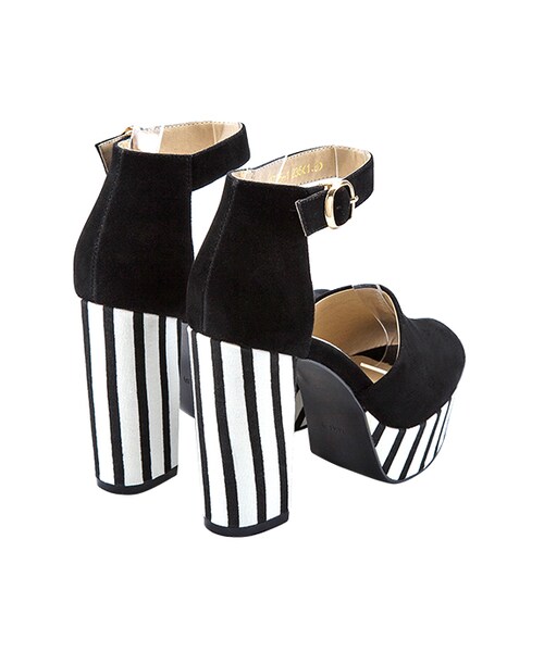 gracegift（グレースギフト）の「魚口條紋防水台跟鞋（シューズ・レディース・黑/白・35/36/37/38/39/40/41）」の15枚目の写真