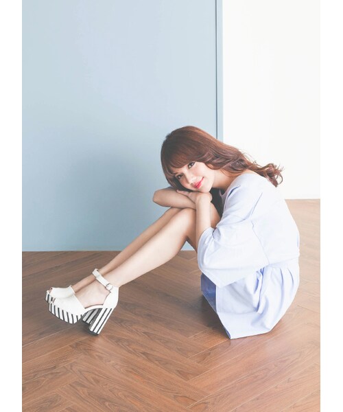 gracegift（グレースギフト）の「魚口條紋防水台跟鞋（シューズ・レディース・黑/白・35/36/37/38/39/40/41）」の9枚目の写真