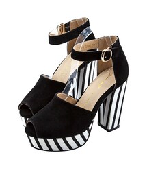 gracegift | 魚口條紋防水台跟鞋(シューズ)