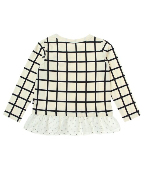 abcd(ナシ)の「裾フリル格子柄Tシャツ(トップス・キッズ・ネイビーブルー/オフホワイト・80/90/95/100/110/120/130/140)」の5枚目の写真