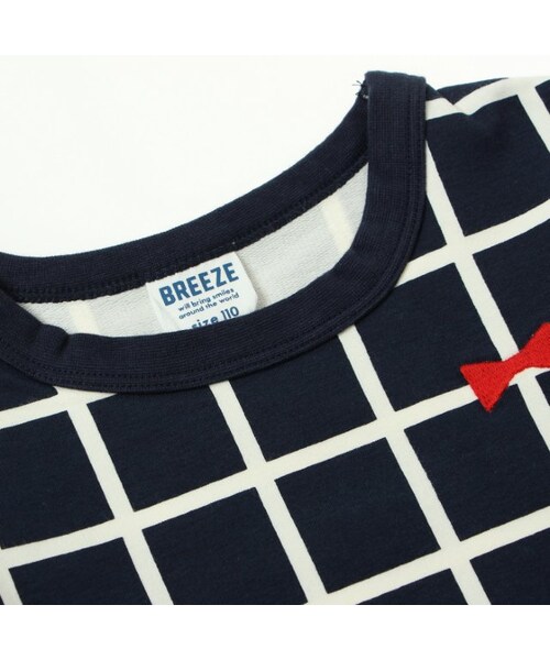 abcd(ナシ)の「裾フリル格子柄Tシャツ(トップス・キッズ・ネイビーブルー/オフホワイト・80/90/95/100/110/120/130/140)」の6枚目の写真