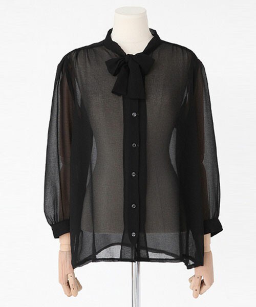 DHOLIC（ディーホリック）の「ネックリボンシースルーブラウス（シャツ/ブラウス・レディース・クリーム/ブラック・FREE）」の2枚目の写真