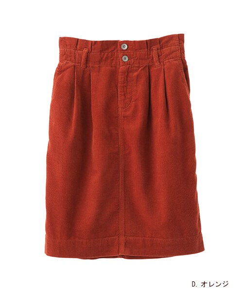 w closet（ダブルクローゼット）の「16Wコーデュロイタックスカート（スカート・レディース・L.グレー/キャメル/D.オレンジ/ブラック・FREE）」の4枚目の写真