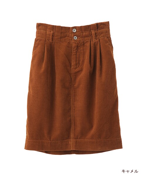 w closet（ダブルクローゼット）の「16Wコーデュロイタックスカート（スカート・レディース・L.グレー/キャメル/D.オレンジ/ブラック・FREE）」の3枚目の写真