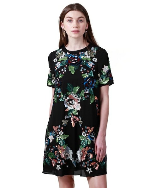 美品 グレースコンチネンタル スモールフラワードレス38サイズ 刺繍