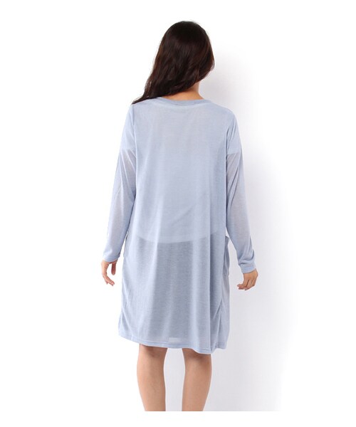 mysty woman（ミスティウーマン）の「ニットソーロングカーディガン×ロゴTシャツセット（その他・レディース・グレー/ネイビー/サックス）」の4枚目の写真