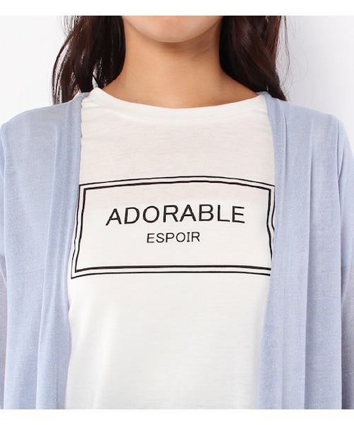 mysty woman（ミスティウーマン）の「ニットソーロングカーディガン×ロゴTシャツセット（その他・レディース・グレー/ネイビー/サックス）」の7枚目の写真