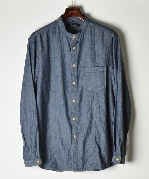 Johnbull Private labo（ジョンブルプライベートラボ）の「バンドカラーシャツ（シャツ/ブラウス・メンズ・ホワイト/インディゴブルー・SMALL/MEDIUM/LARGE）」の2枚目の写真