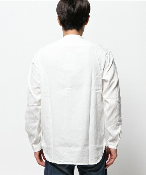 Johnbull Private labo（ジョンブルプライベートラボ）の「バンドカラーシャツ（シャツ/ブラウス・メンズ・ホワイト/インディゴブルー・SMALL/MEDIUM/LARGE）」の5枚目の写真