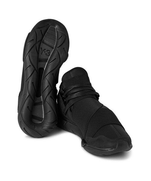 Qasa Leather-Trimmed Neoprene High-Top Sneakers