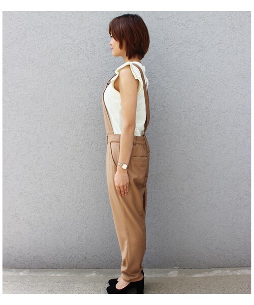 mysty woman（ミスティウーマン）の「【POINT×10】【田中里奈×mysty woman】トップス×2wayオールインワン（オールインワン・サロペット・レディース・ベージュ系/キャメル/ブラック）」の7枚目の写真