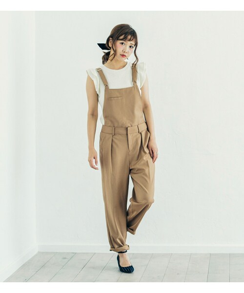 mysty woman（ミスティウーマン）の「【POINT×10】【田中里奈×mysty woman】トップス×2wayオールインワン（オールインワン・サロペット・レディース・ベージュ系/キャメル/ブラック）」の3枚目の写真