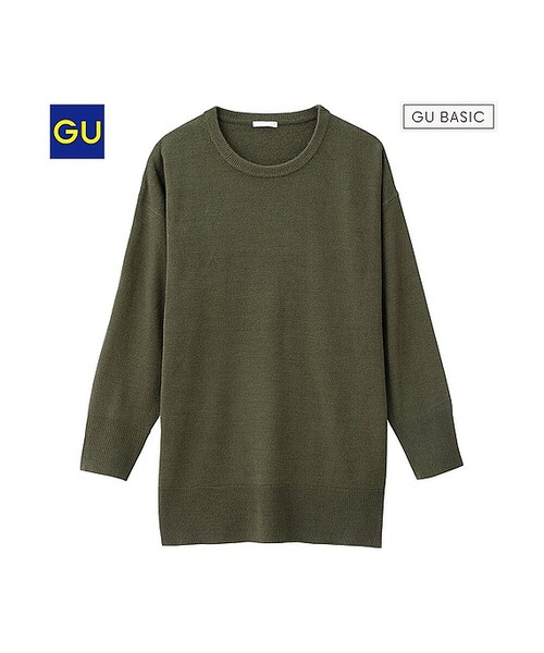GU（ジーユー）の「（GU）ボリュームニットチュニック（長袖）Ｂ（WOMEN ⁄ ニット・レディース・WINE/BLACK/DARK GRAY/NAVY/NATURAL/YELLOW/OLIVE・S/M/XL/L）」の4枚目の写真