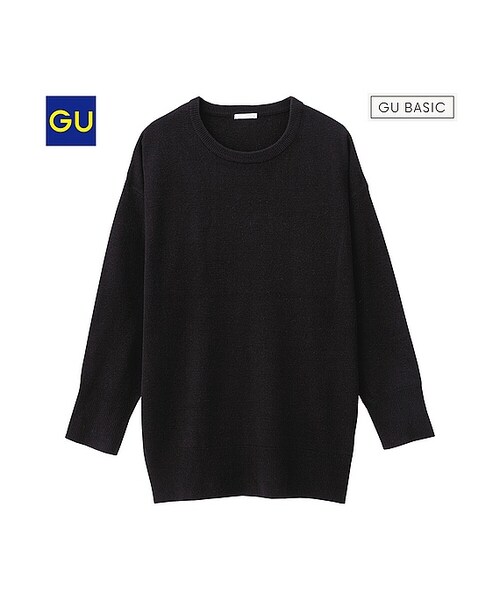 GU（ジーユー）の「（GU）ボリュームニットチュニック（長袖）Ｂ（WOMEN ⁄ ニット・レディース・WINE/BLACK/DARK GRAY/NAVY/NATURAL/YELLOW/OLIVE・S/M/XL/L）」の2枚目の写真