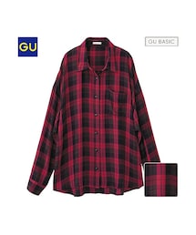 GU | （GU）チェックシャツ（ドルマンスリーブ・長袖）(トップス)
