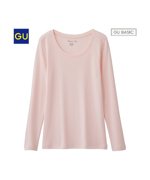 GU（ジーユー）の「（GU）フライスクルーネックＴ（長袖）Ａ（WOMEN ⁄ カットソー・レディース・BLACK/OFF WHITE/DARK GRAY/PINK/GREEN・L/XL/S/M/XXL/XS）」の5枚目の写真